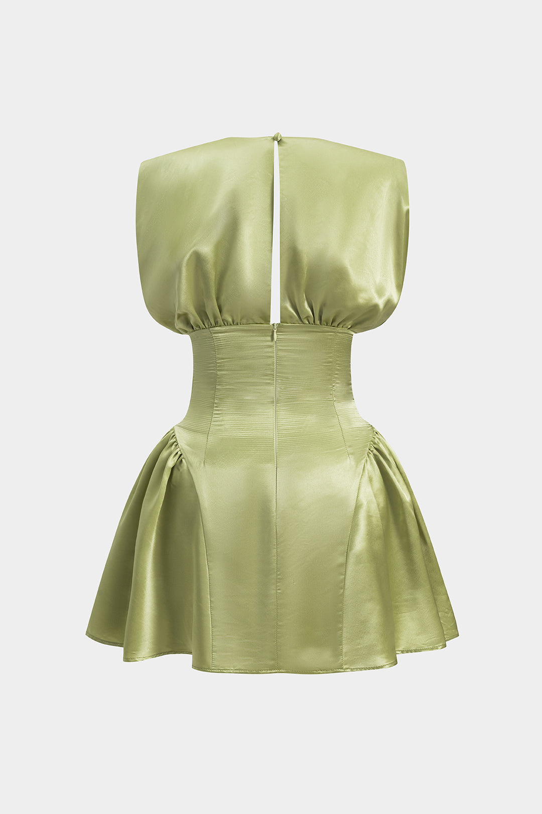 Satin Ruched Zipper Corset Mini Dress