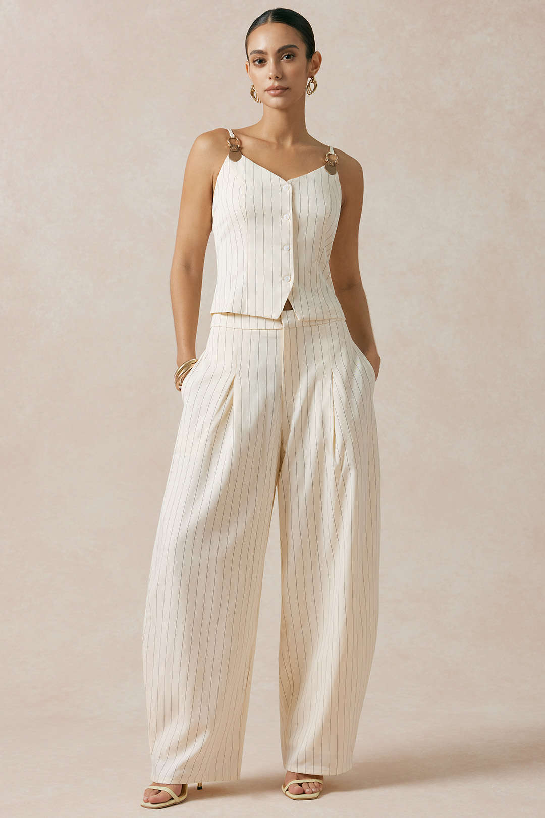 Stripes Print High Waist Pants