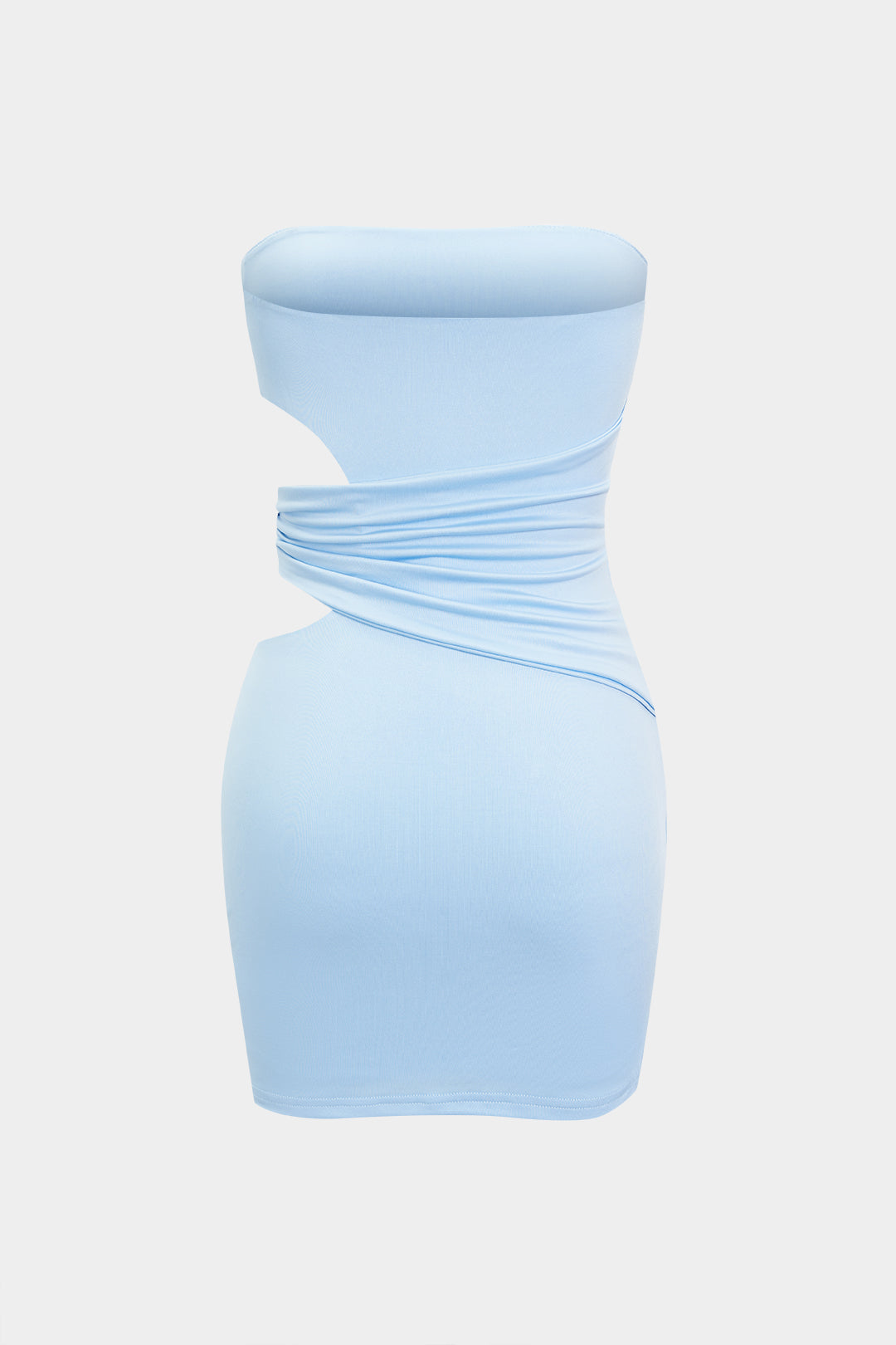 Asymmetrisches, ärmelloses trägerloses Minikleid mit Cut-Outs