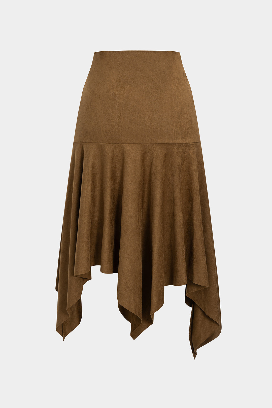 Suede Irregular Hem High Waist Skirt