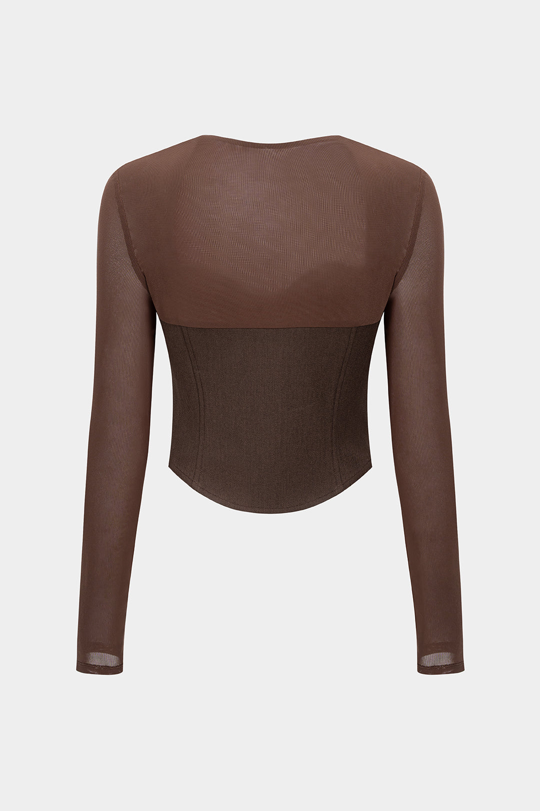 Mesh Patchwork Bustier Long-Sleeve T-Shirt