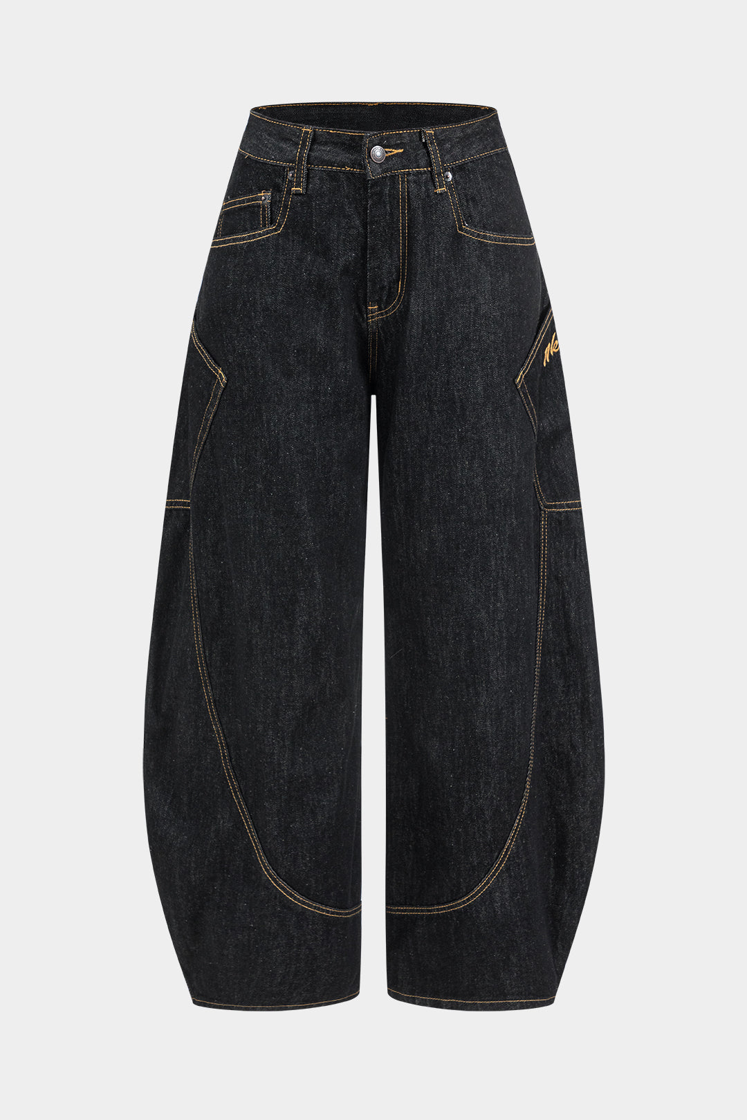 Denim Washed Wide Leg Barrel Jeans