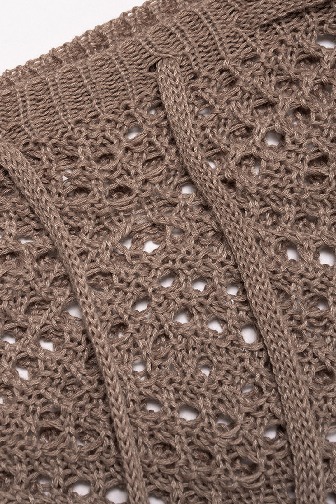 Knit Hollow Out Fringe Halter Neck Tie-Up Cami Top And Asymmetrical Skirt Set