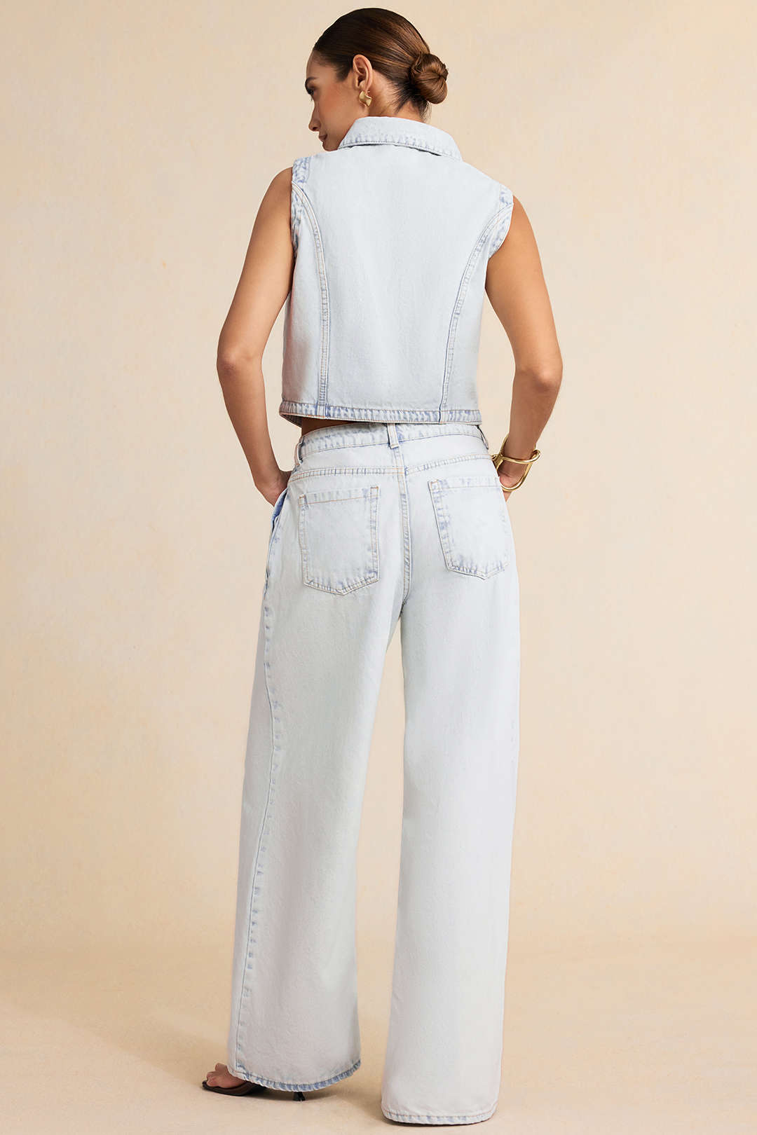 Denim Asymmetrical Button Tank Top