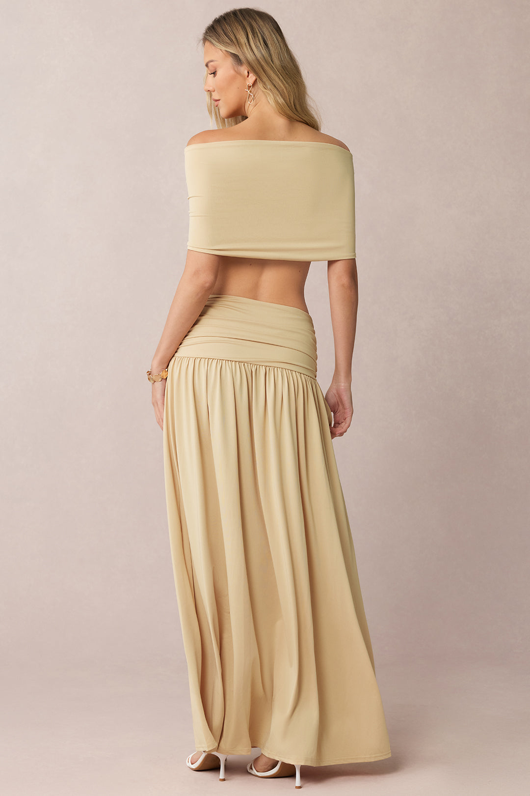 Ruched Off-Shoulde Top And Skirt Set