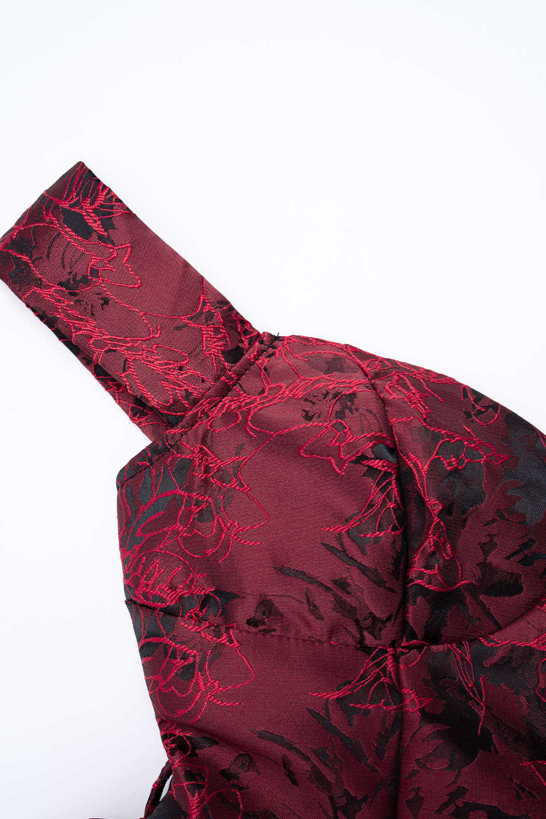 Blumenmuster Jacquard Carmen rückenfreies ärmelloses Minikleid