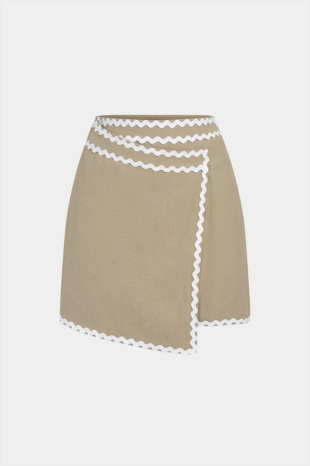 Jupe taille haute en lin avec biais contrastant