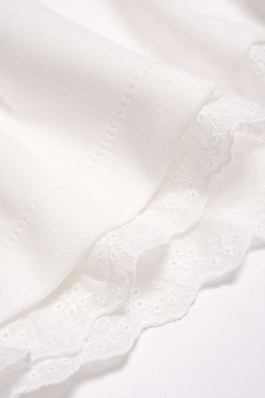 Patchwork Lace Trim Shirred Waistband High Waist Shorts