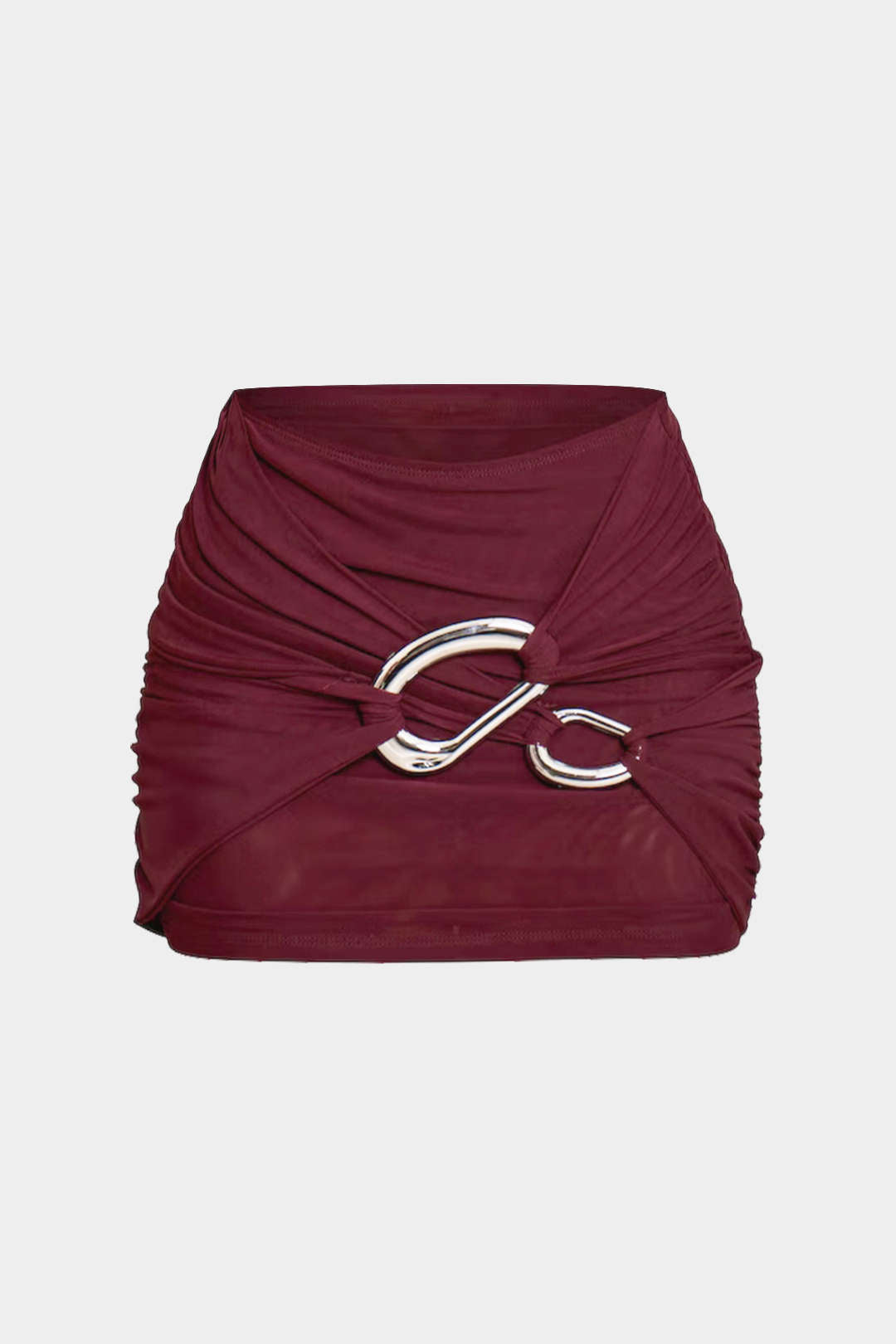 Mini-jupe asymétrique drapée à décor métallique