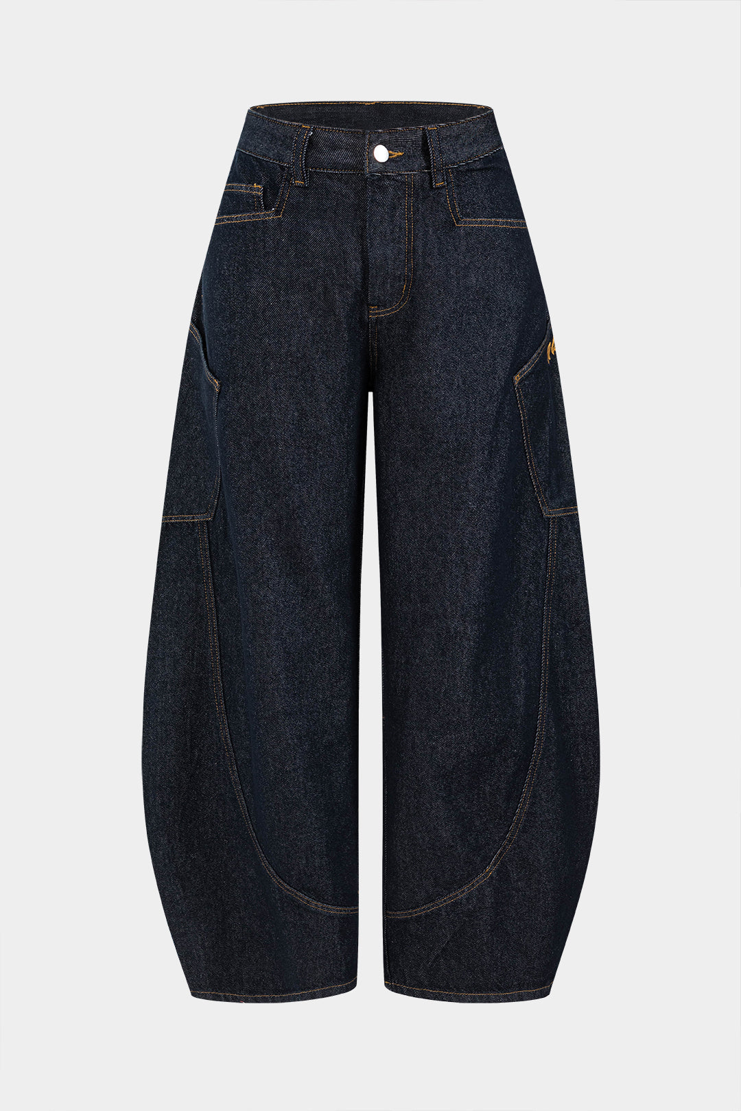 Denim Washed Wide Leg Barrel Jeans