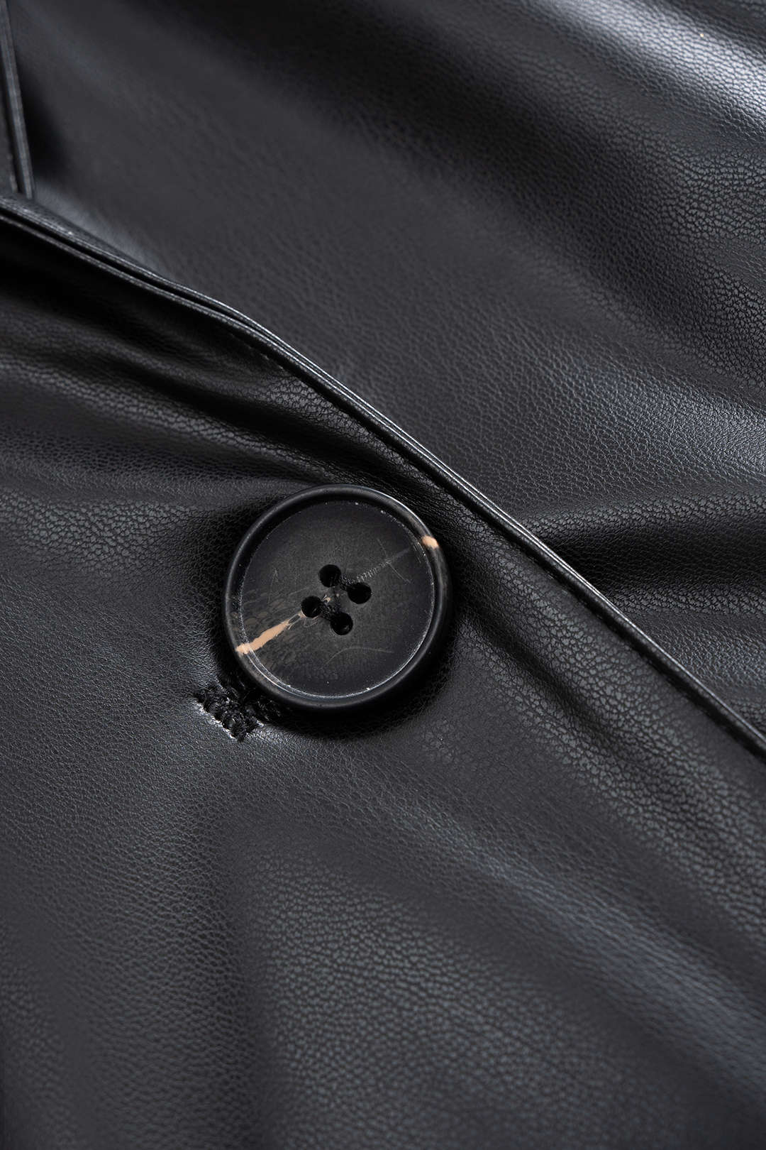 Faux Leather Button Belted Sleeveless Midi Dress