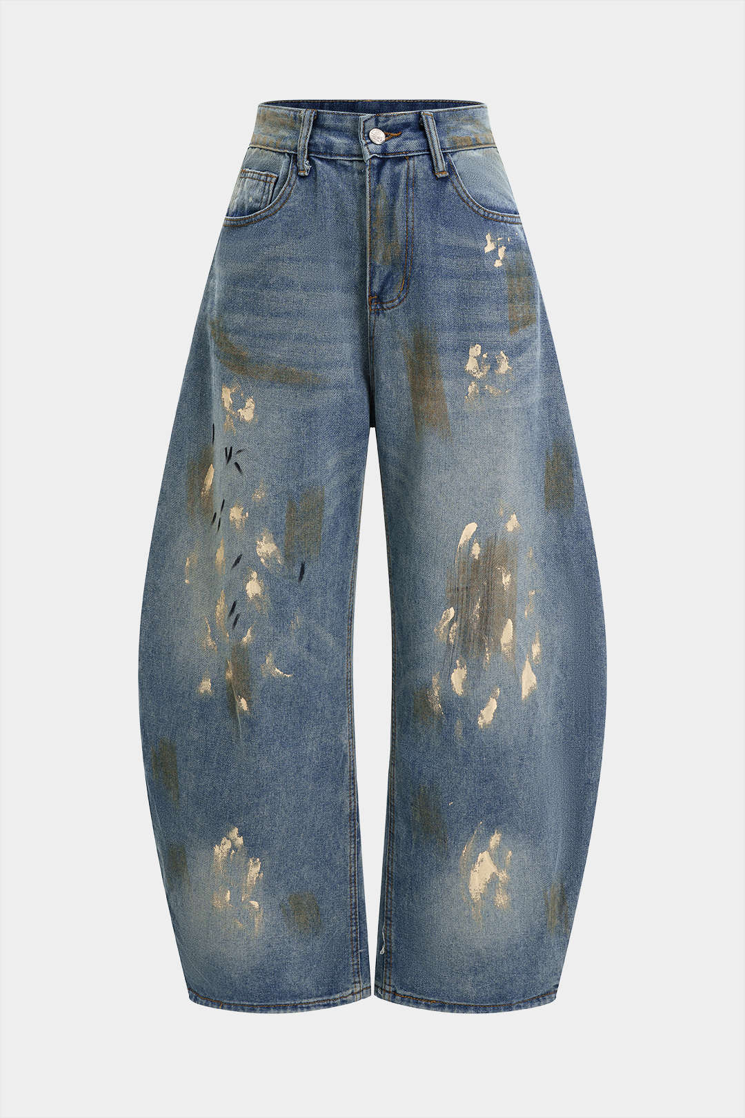 Jean barrel large coupe sale délavé