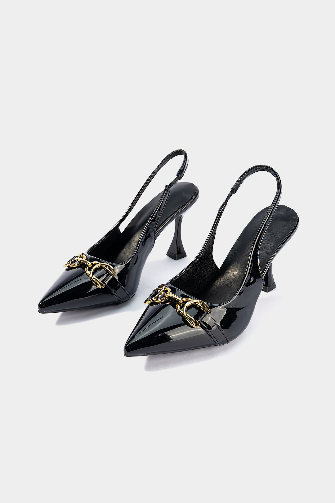 Metallic Buckle Pointed Heels
