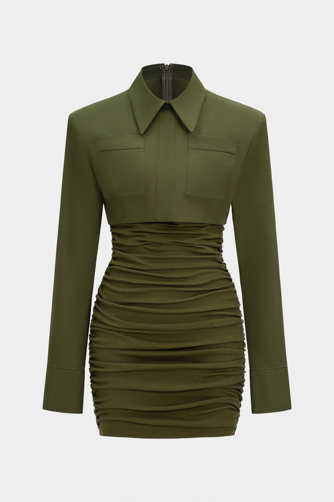 Gerafftes langärmeliges Minikleid