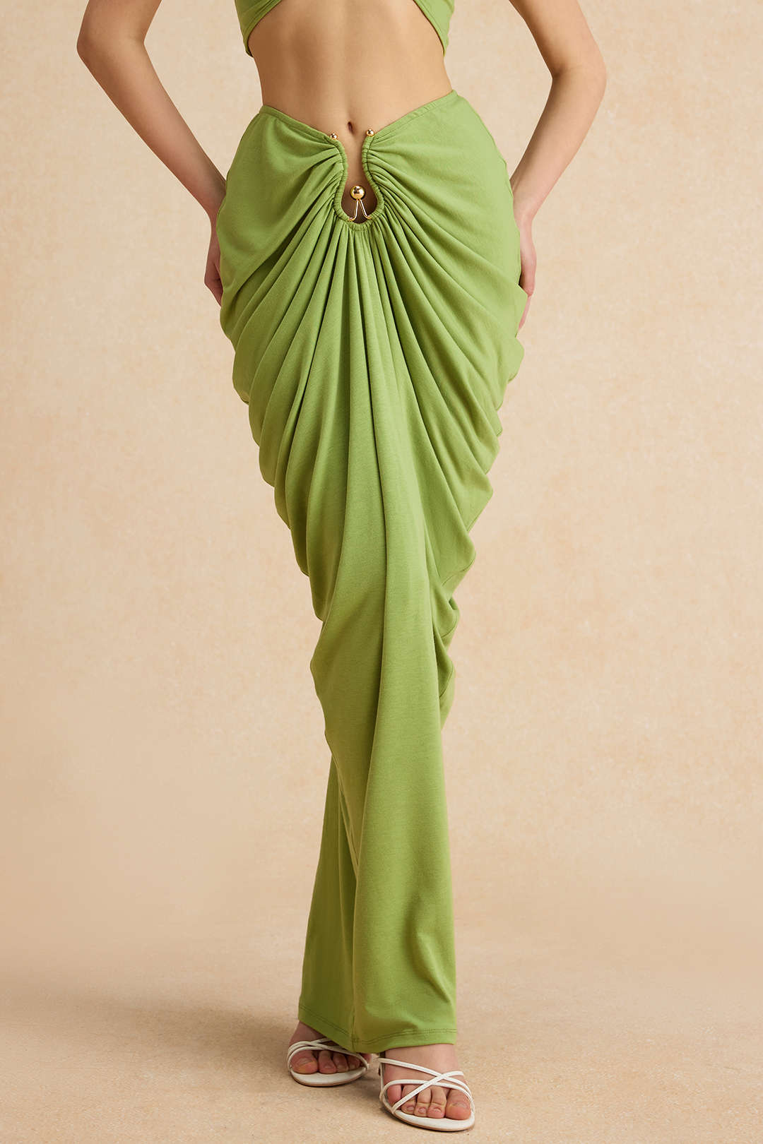Metallic Decor Ruched Skirt
