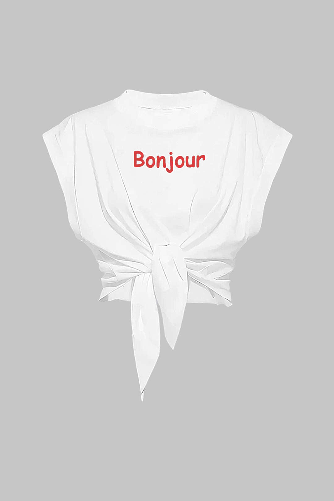 T-shirt à manches courtes noué avec imprimé lettre