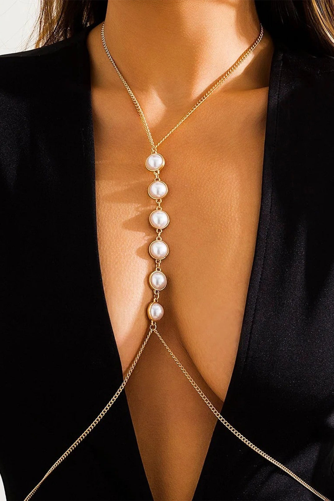 Körperkette mit Metallic-Perlendekor