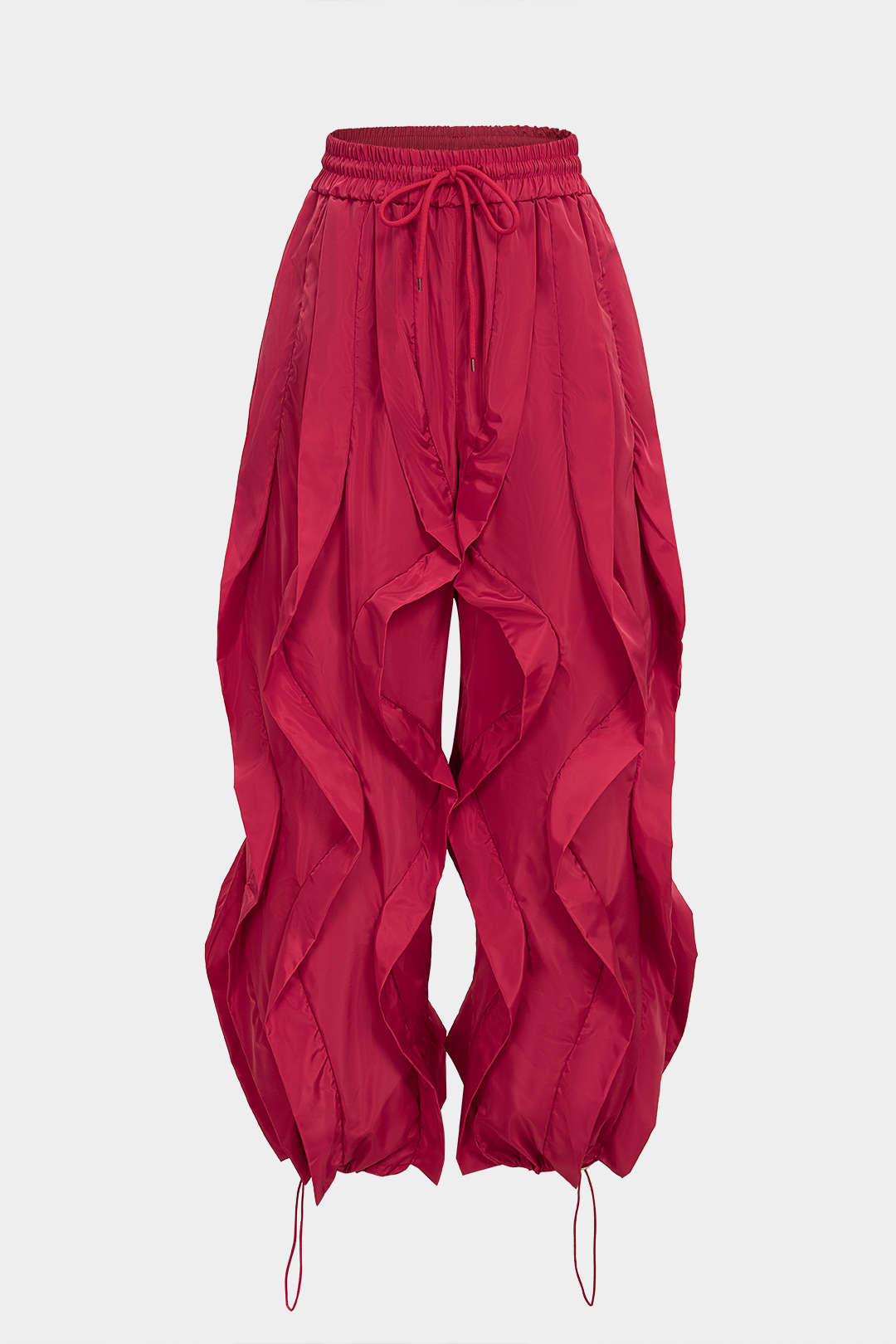 Pantalon ample à volants et cordon de serrage