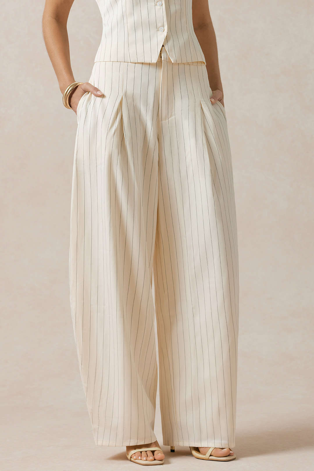 Stripes Print High Waist Pants