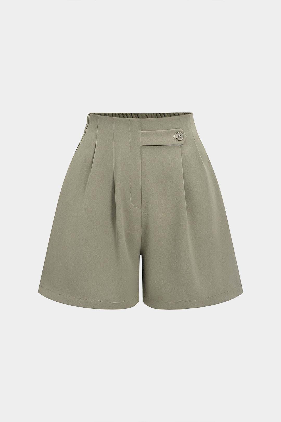 Button Ruched Wide Leg Shorts