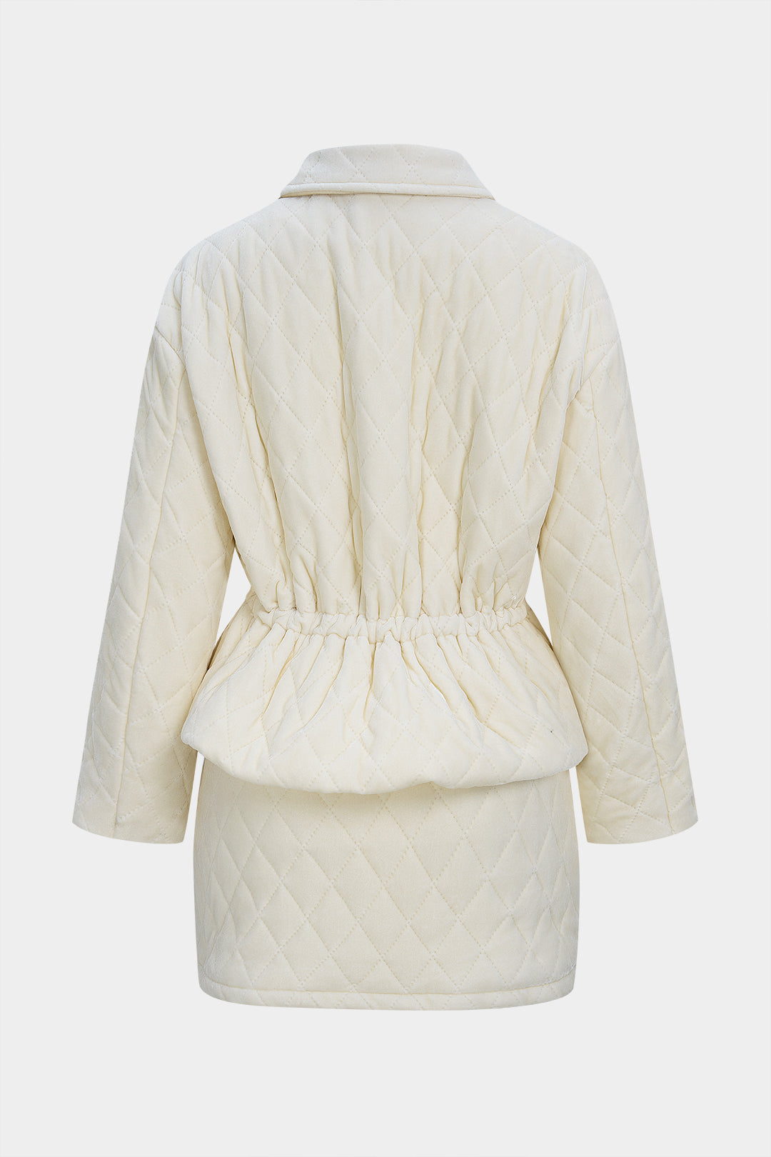 Quilted Velvet Zipper Jacket And Mini Skirt Set