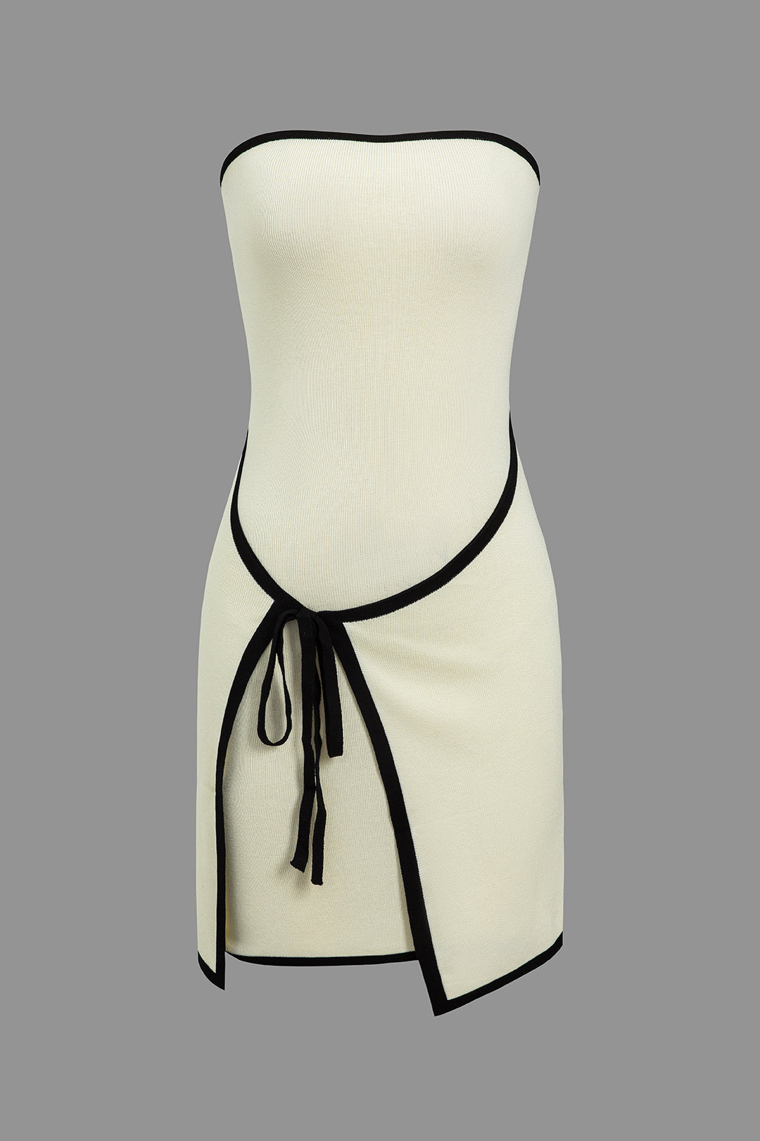 Mini-robe bustier en maille à nouer devant avec liseré contrastant