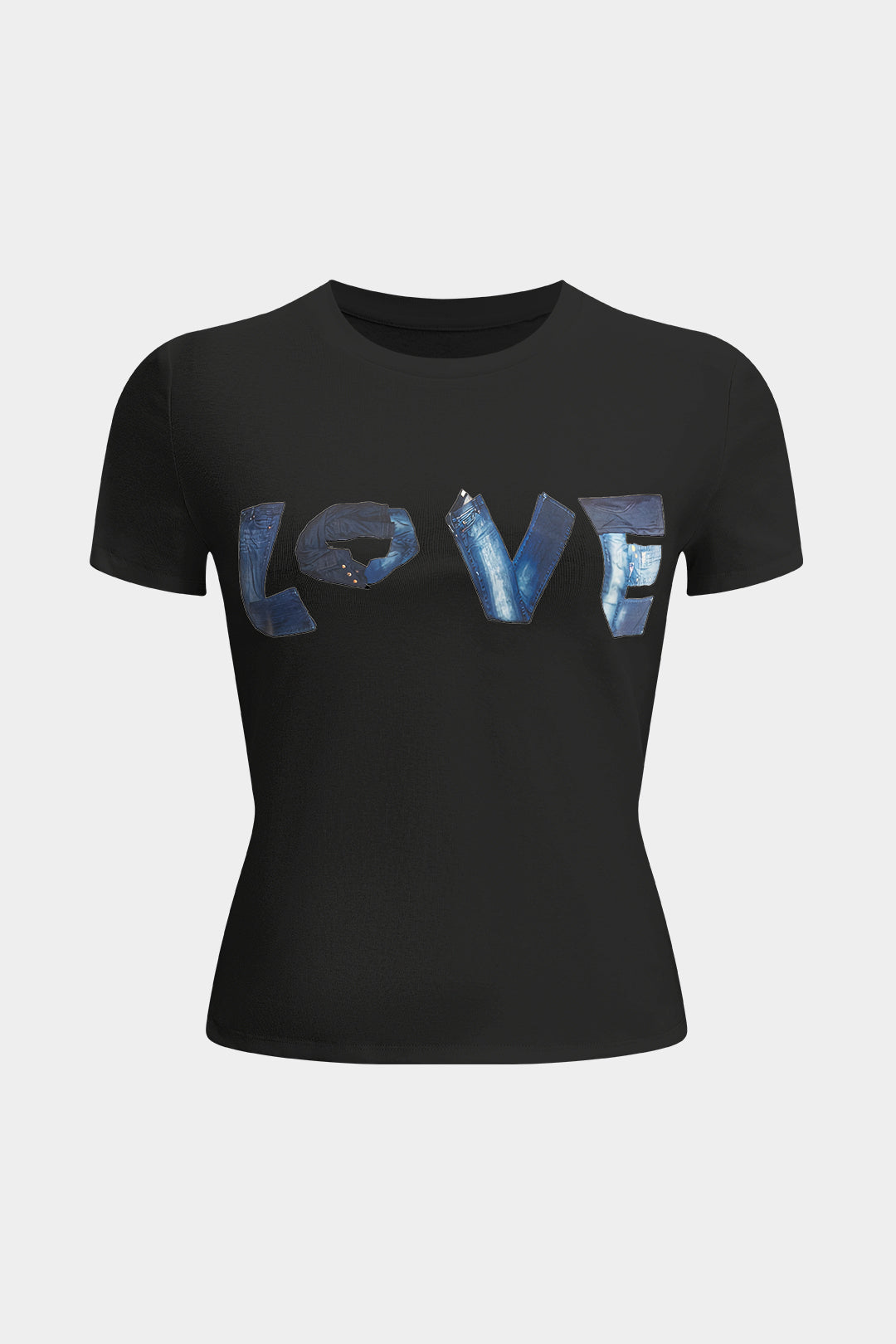 T-shirt à manches courtes et col rond avec imprimé lettre