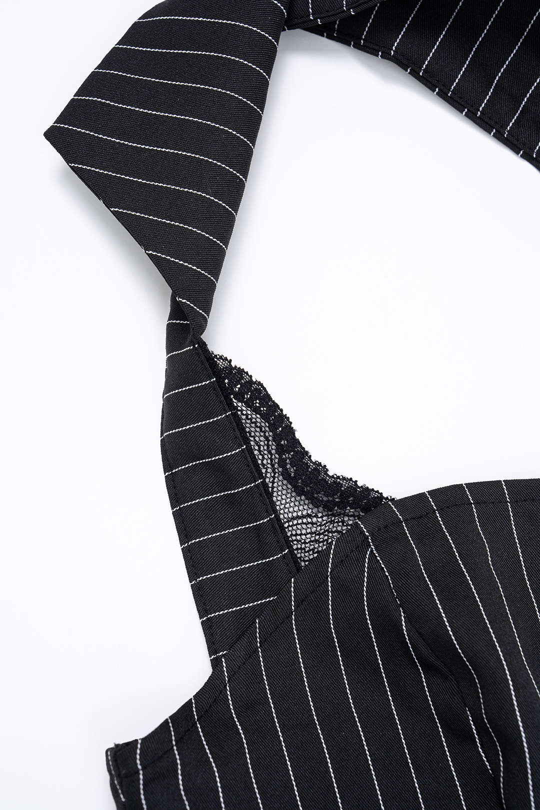 Stripes Print Halter Neck Backless Cami Top