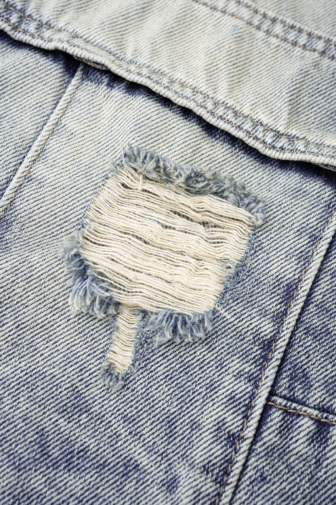Denim Asymmetrical Ripped Shorts