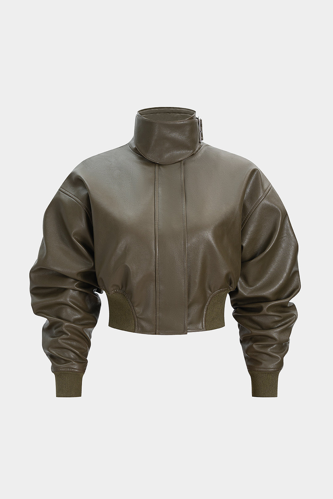 Veste à col montant zippée en similicuir