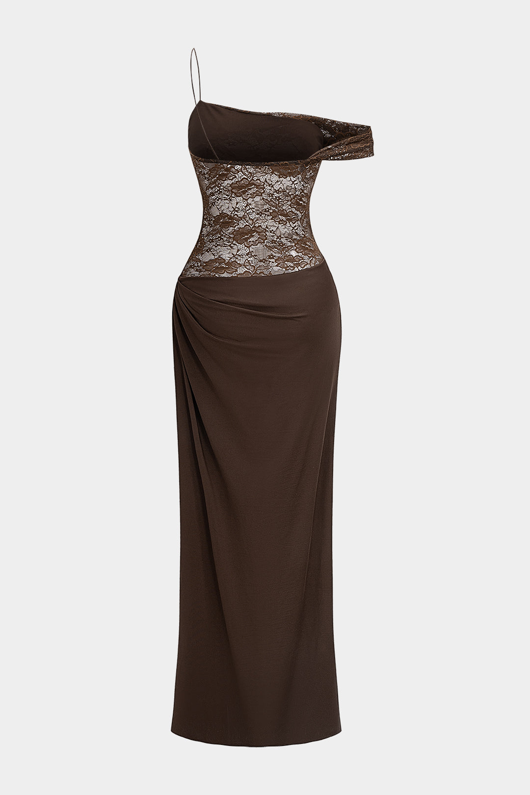 Floral Lace Patchwork Ruched Backless Slip Sleeveless Maxi Dress