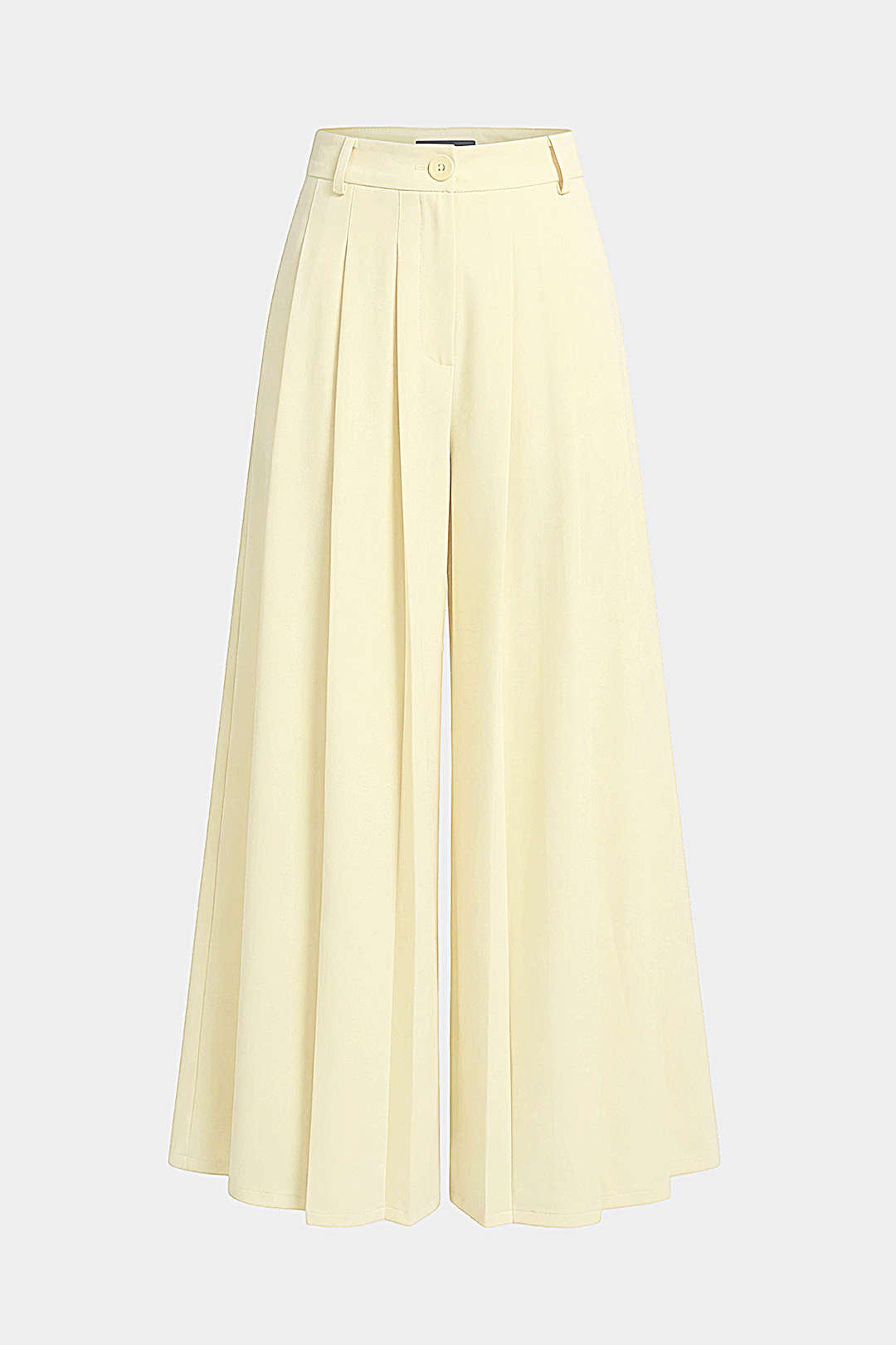 Solid Pleated Wide Leg Pants