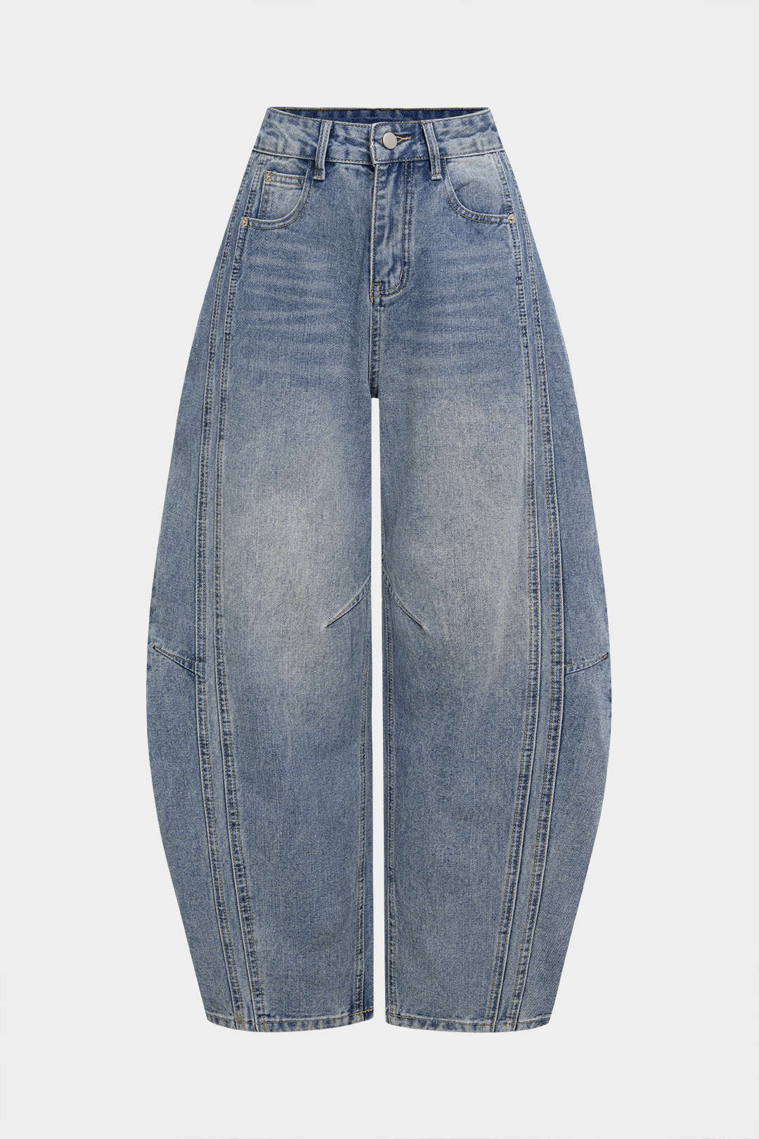 Denim-Barrel-Jeans mit Taschen