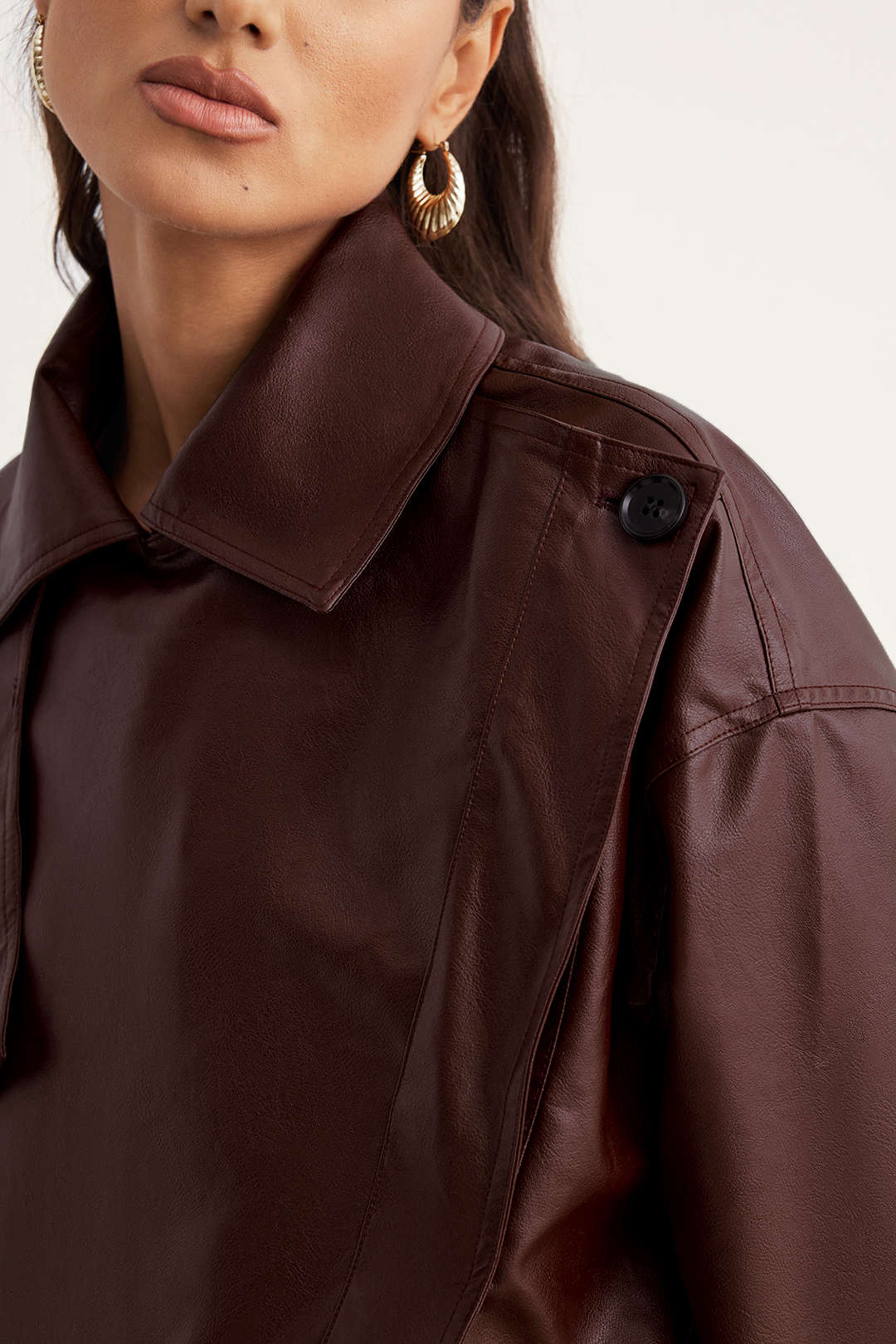 Faux Leather Asymmetrical Cropped Jacket