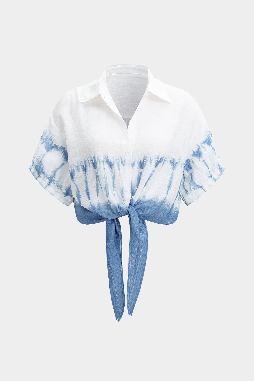 Tie Dye Print Button Tie-Up Short Sleeve Shirt