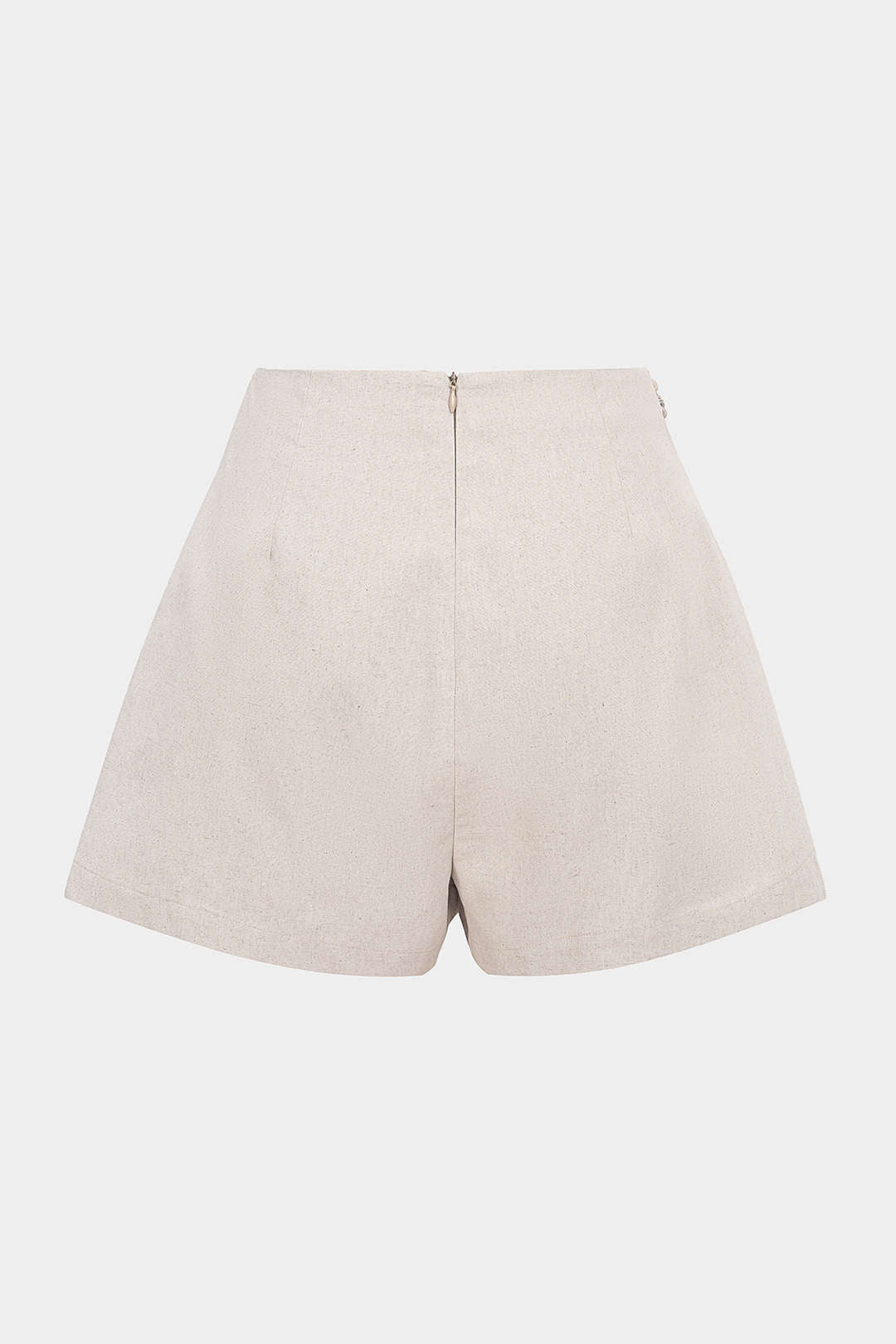 Linen Asymmetrical Twist Knot Zipper Shorts