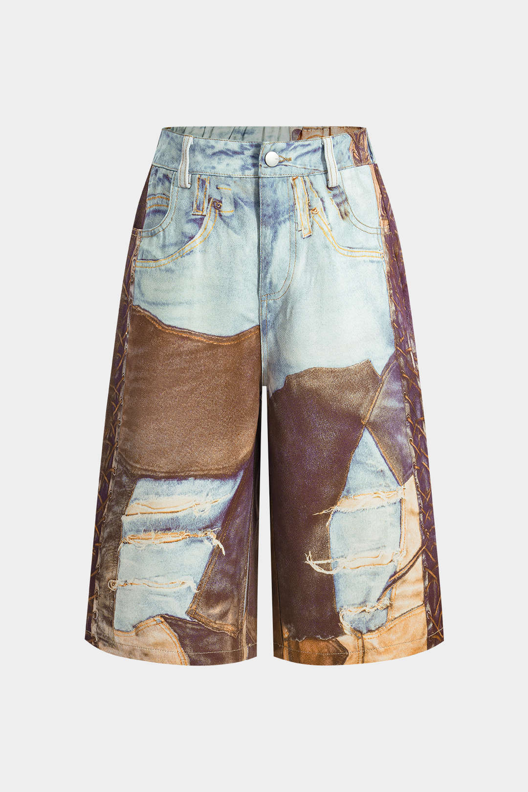 Chain Print Wide Leg Shorts