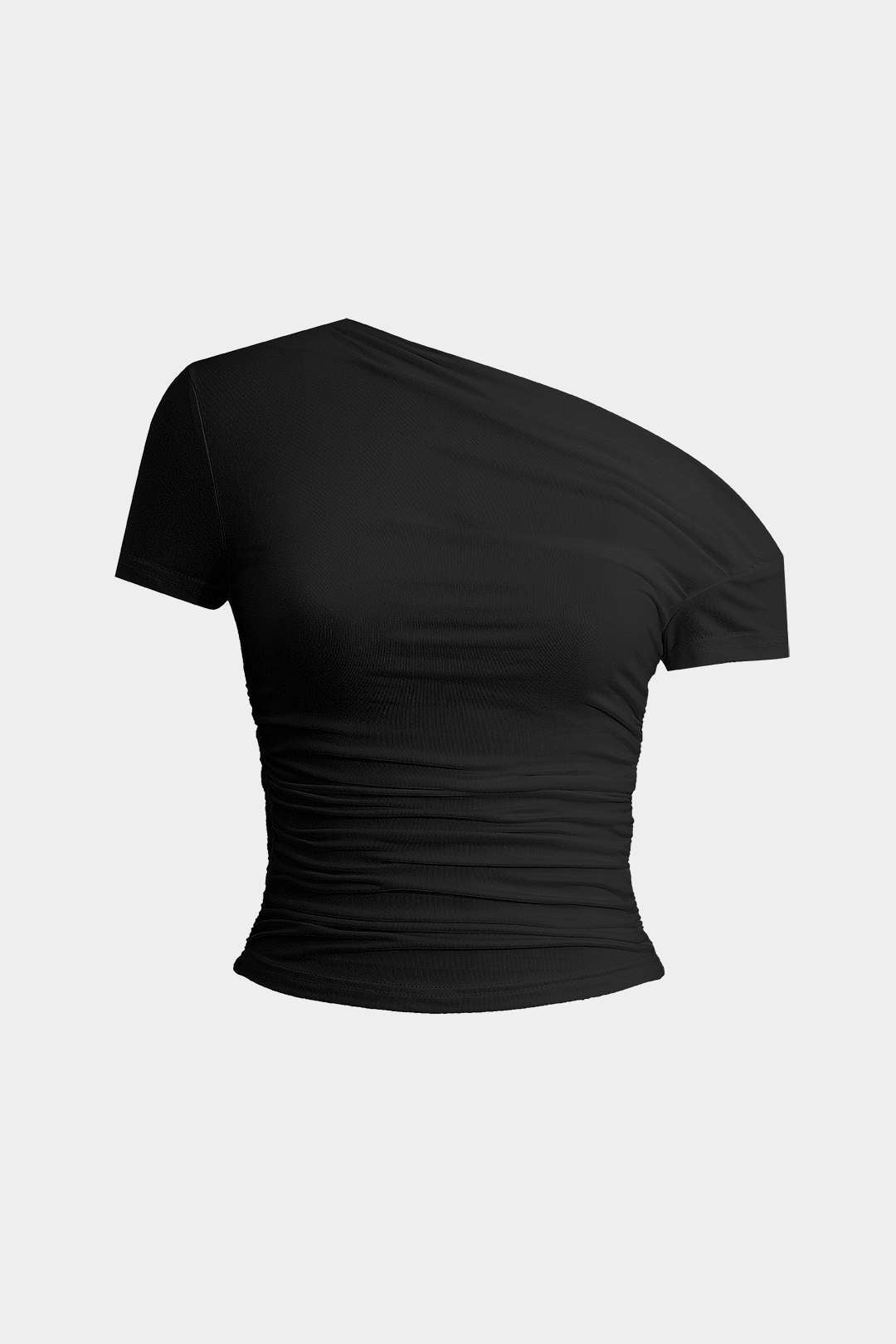 T-shirt basique asymétrique froncé