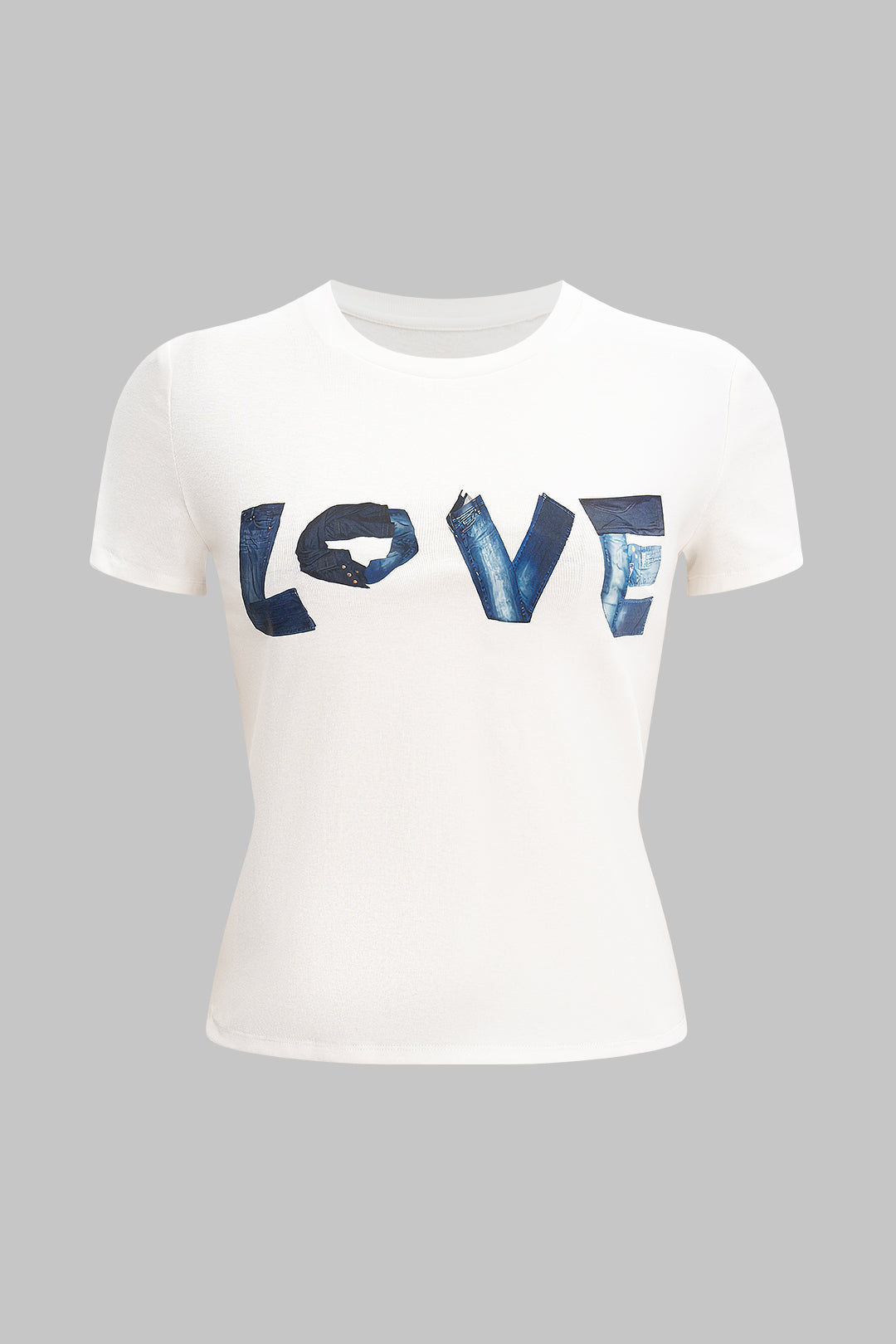 T-shirt à manches courtes et col rond avec imprimé lettre