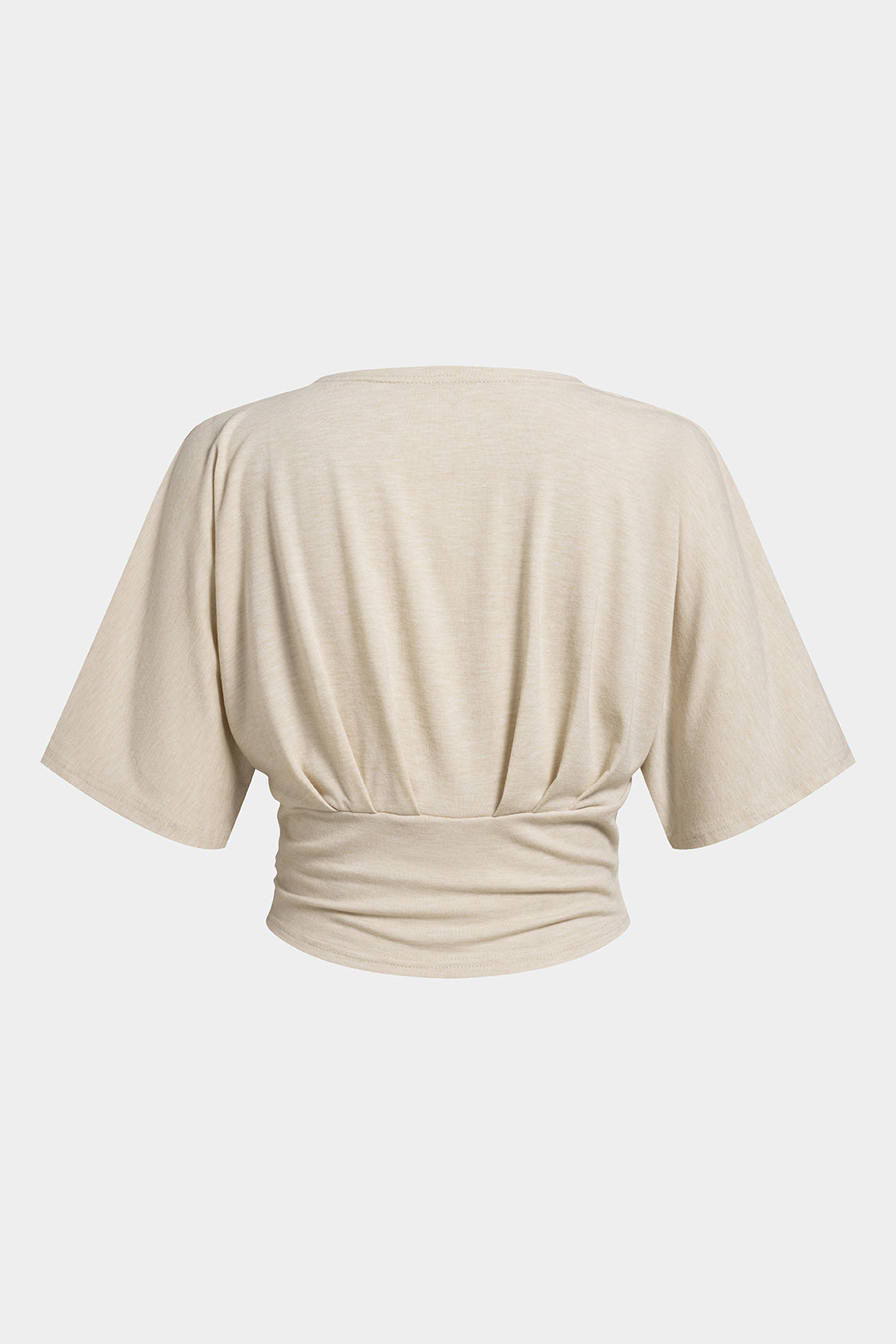 Ruched V-Neck Twist Knot Short Sleeve T-Shirt