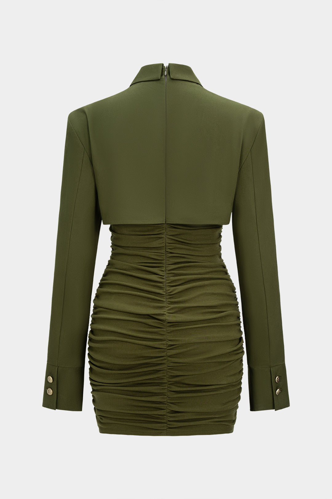 Gerafftes langärmeliges Minikleid