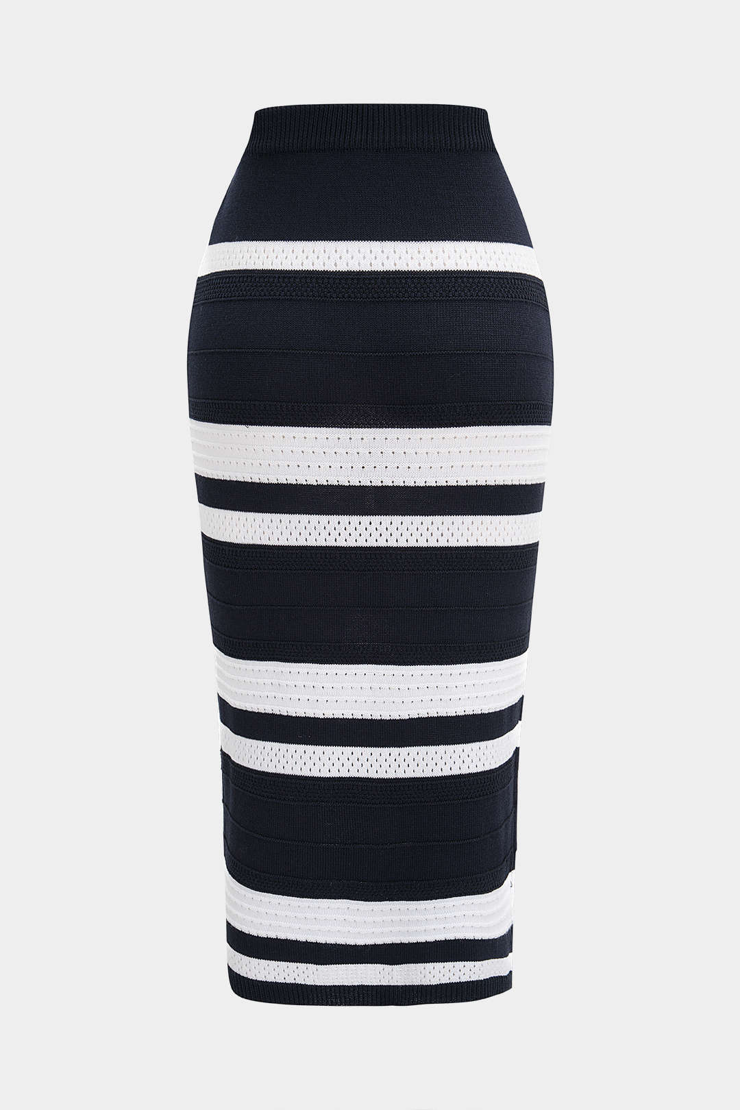 Knit Contrast Striped Hollow Out Skirt
