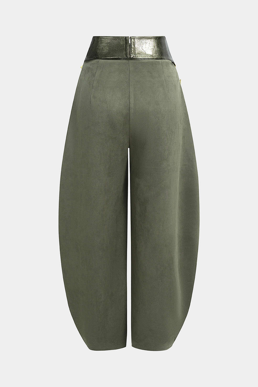 Kunstleder Patchwork Wildleder Metallic Deko High Waist Hose