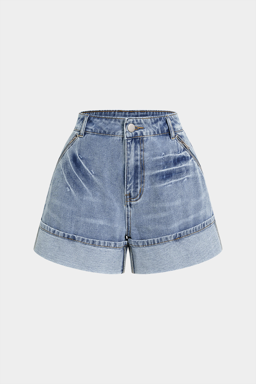 Asymmetrische Jeans-Shorts mit Taschen