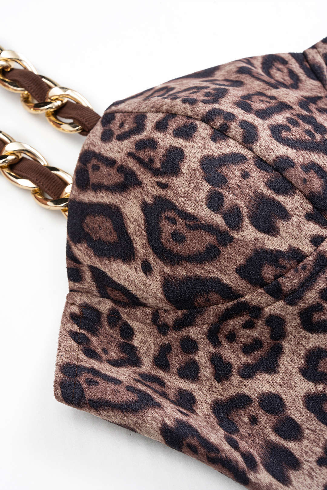 Leopardenmuster gerafftes Ketten-Trägerloses Midikleid
