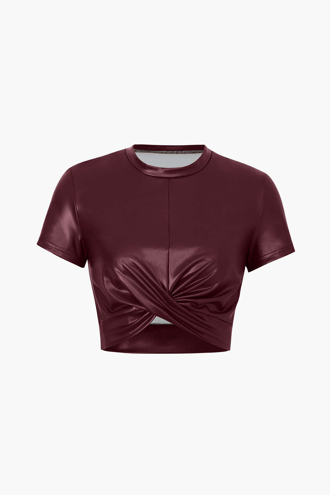 T-shirt court basique en similicuir