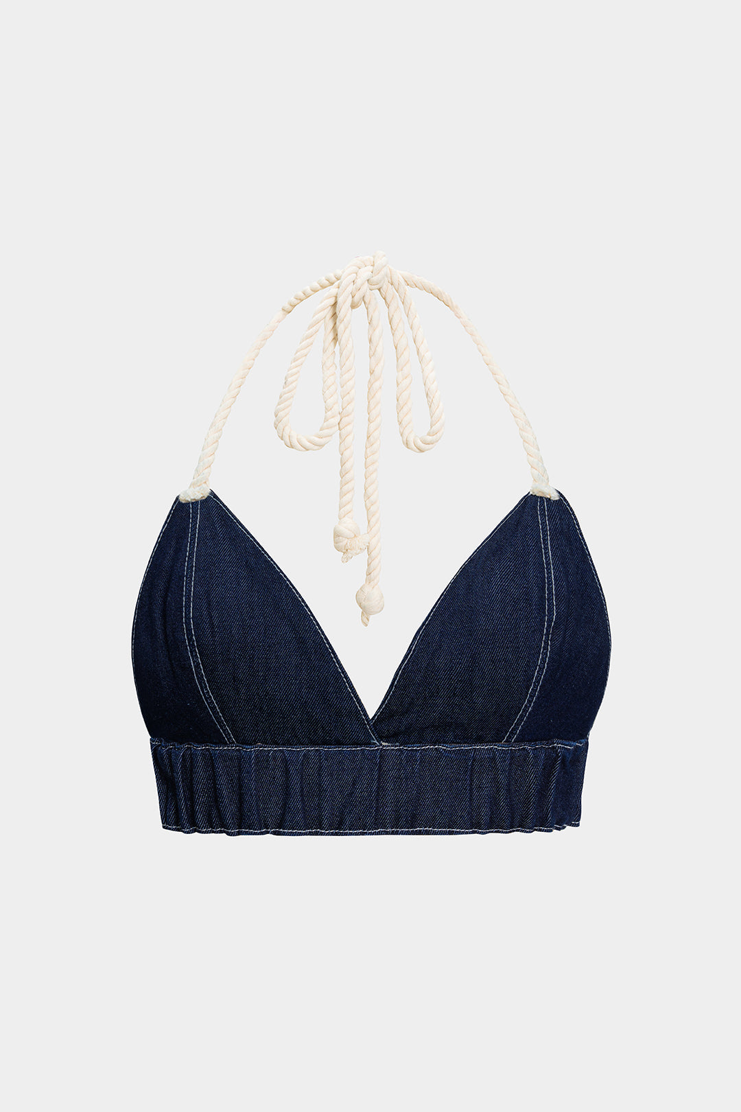 Jeans-Neckholder-Crop-Top mit Schnürung am Rücken