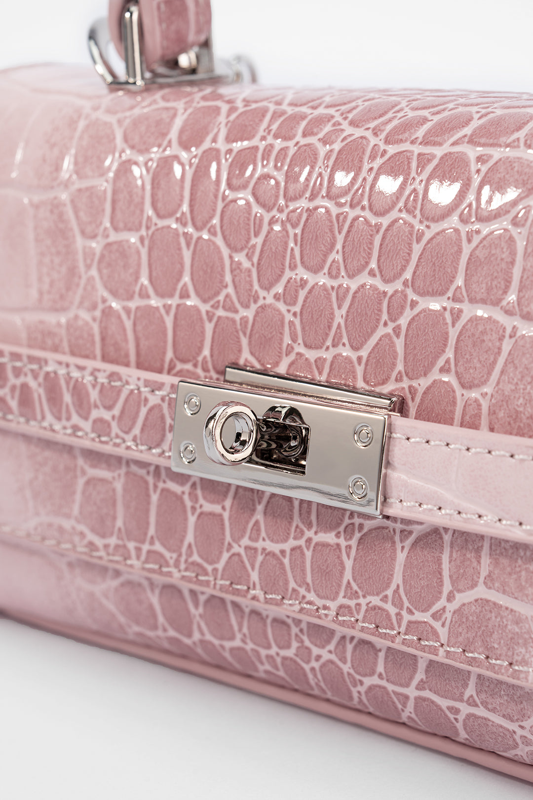 Metallic Chain Faux Leather Tote Bag