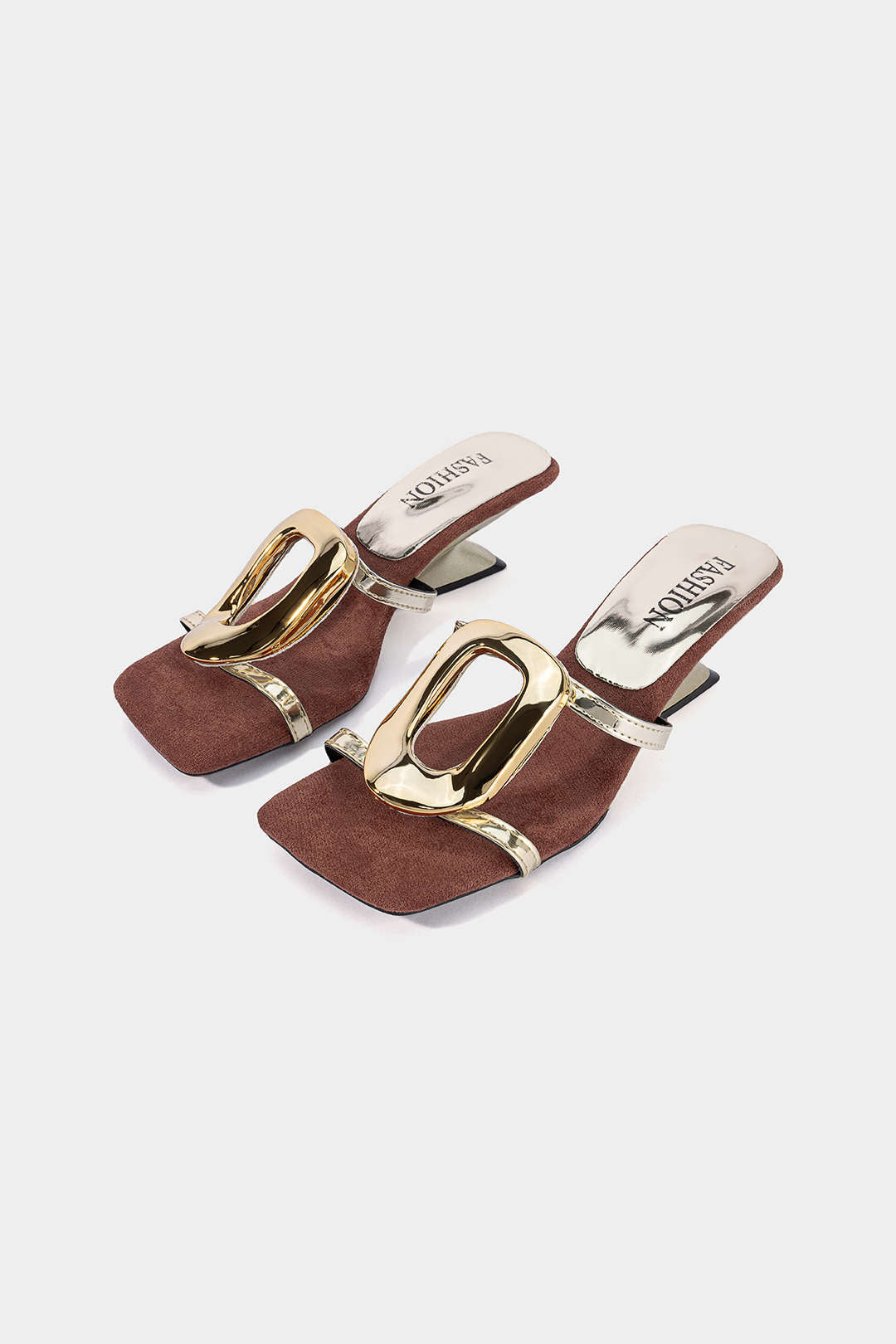 Metallic geometrische Sandalen mit eckiger Zehenpartie