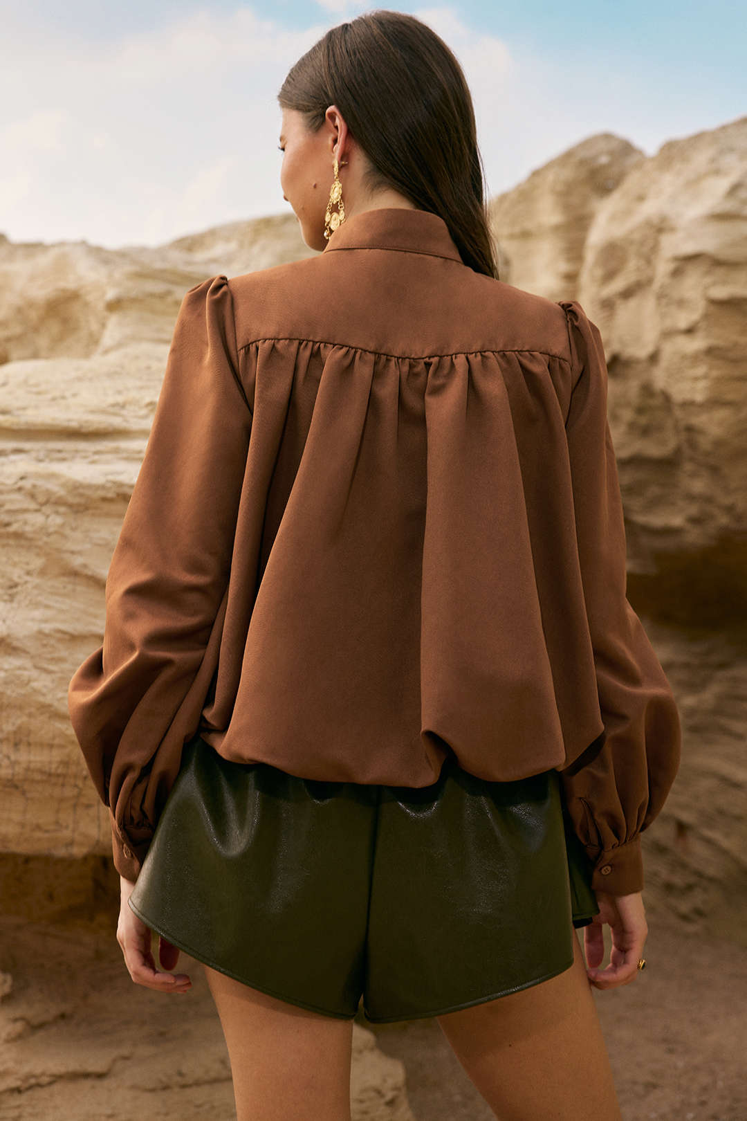 Ruched Button Shirred Jacket